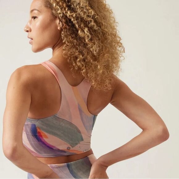 NWT Athleta Conscious Crop Top Printed 1X. Vibrant Pink Orchid. - Picture 5 of 9